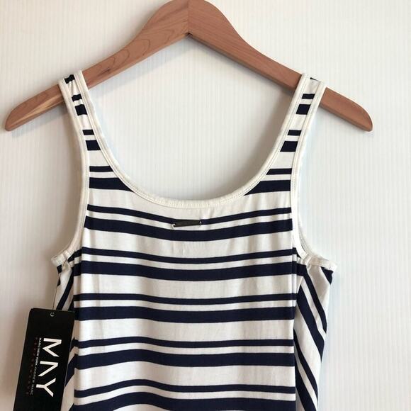 🆕 Marc by Andrew Marc striped high low tank dress navy and white NWT size M - Picture 2 of 10